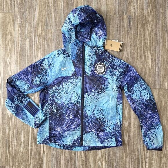 Nike ACG Olympic Team Issued USA Windbreaker Jacket Blue FN4429-405 Women's S LE